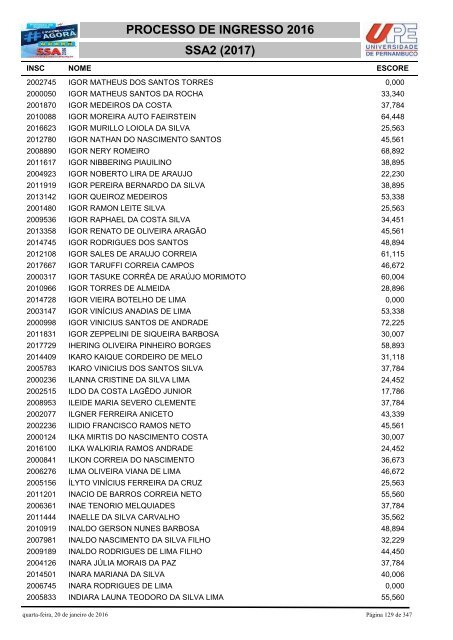 PROCESSO DE INGRESSO 2016 SSA2 (2017)