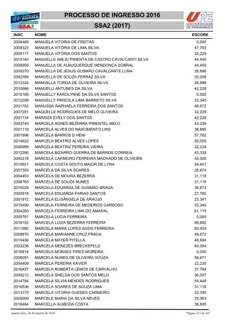 PROCESSO DE INGRESSO 2016 SSA2 (2017)