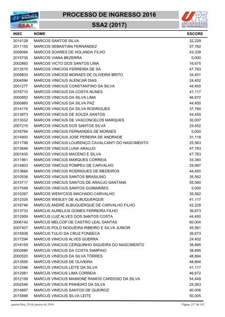 PROCESSO DE INGRESSO 2016 SSA2 (2017)