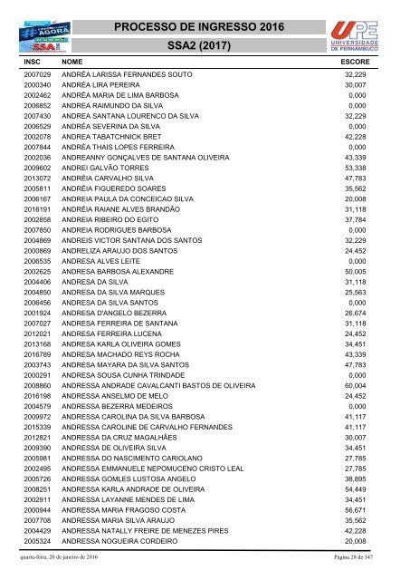 PROCESSO DE INGRESSO 2016 SSA2 (2017)