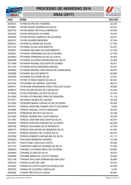 PROCESSO DE INGRESSO 2016 SSA2 (2017)