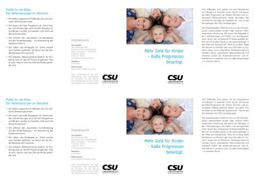 Mehr Geld für Kinder - Kalte Progression beseitigt
