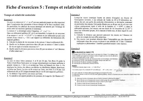 exercice bac physique relativité du temps