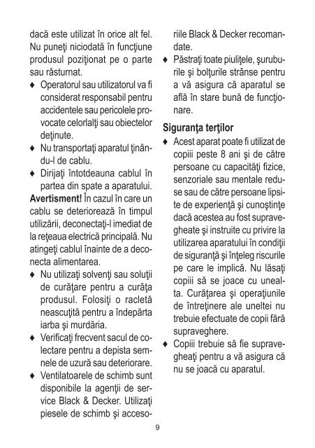 BlackandDecker Soffiante Depress- Gw3050 - Type 1 - Instruction Manual (Romania)