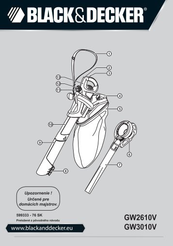 BlackandDecker Soffiatore- Gw2610v - Type 1 - Instruction Manual (Slovacco)