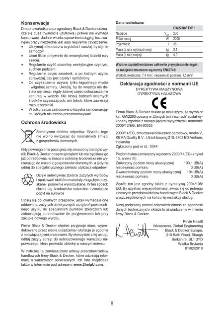 BlackandDecker Soffiante Depress- Gw2200 - Type 1 - Instruction Manual (Polonia)