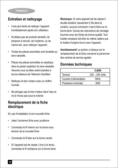 BlackandDecker Spremiagrumi- Cj650(N) - Type 1 - Instruction Manual (MEA)