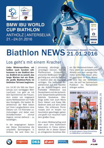 Biathlon Antholz Weltcup Stadionblatt 21.01.2016