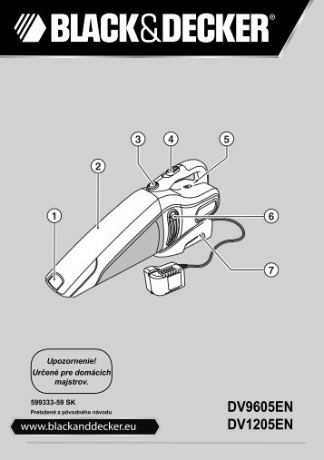 BlackandDecker Aspiratori Ricaricabili Portatili- Dv9605en - Type H3 - Instruction Manual (Slovacco)