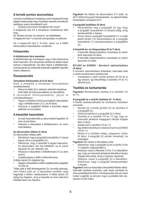 BlackandDecker Aspiratori Ricaricabili Portatili- Dv9605tn - Type H1 - Instruction Manual (Ungheria)