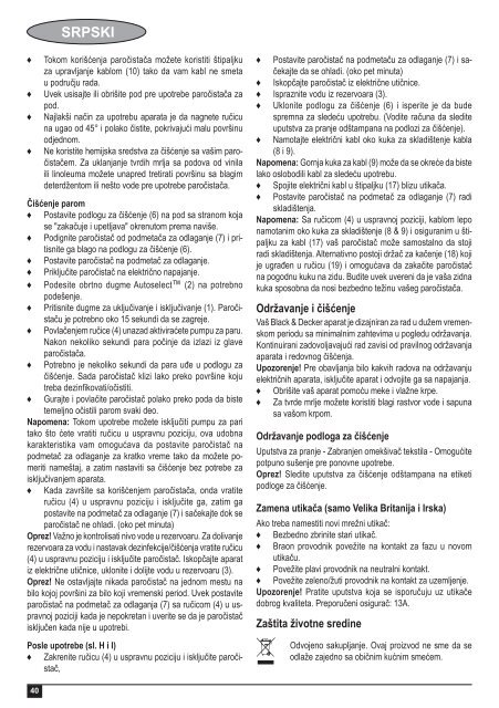 BlackandDecker Lavapavimenti A Vapore- Fsm1620 - Type 1 - Instruction Manual (Balcani)