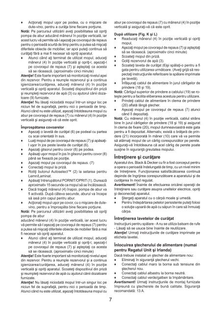 BlackandDecker Lavapavimenti A Vapore- Fsm1500 - Type 1 - 2 - Instruction Manual (Romania)