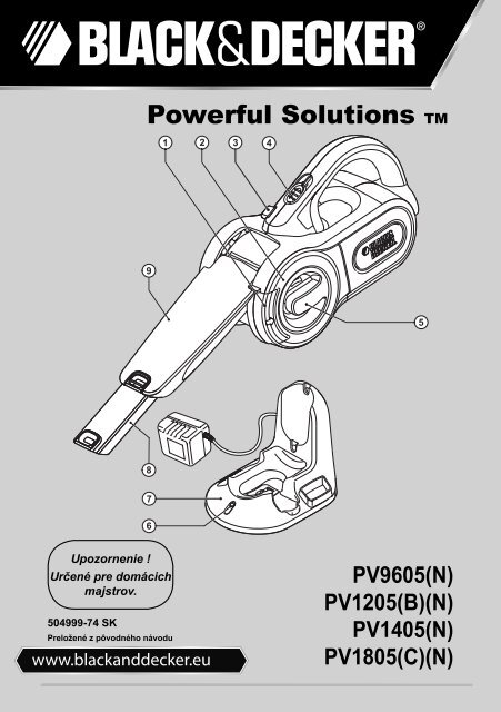 BlackandDecker Aspiratori Ricaricabili Portatili- Pv9605 - Type H1 - Instruction Manual (Slovacco)