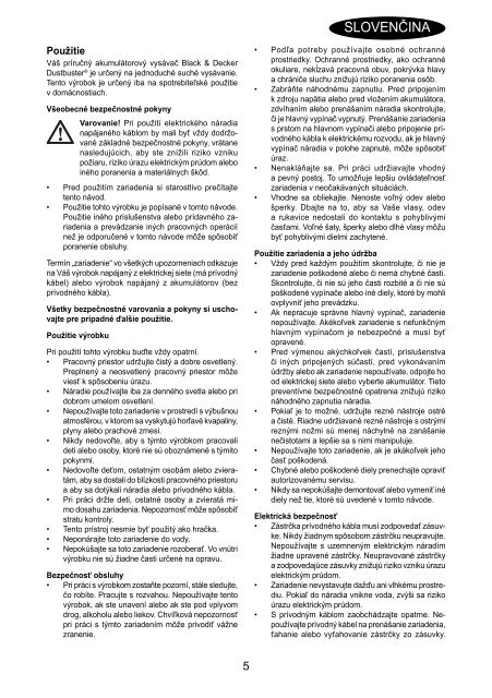 BlackandDecker Aspiratori Ricaricabili Portatili- Pv9605 - Type H1 - Instruction Manual (Slovacco)