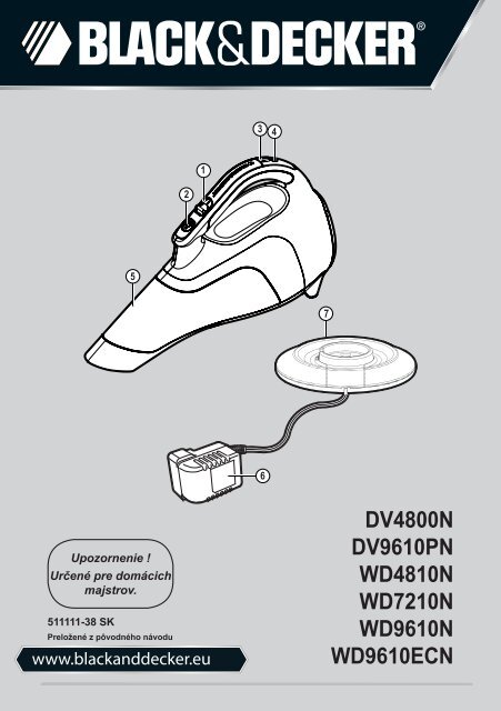 BlackandDecker Aspipolv Bagno/asciu- Wd9610 - Type H1 - Instruction Manual (Slovacco)