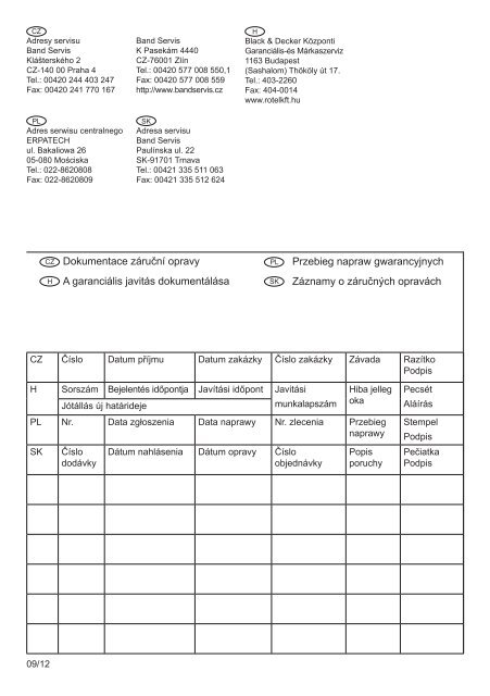 BlackandDecker Aspiratori Ricaricabili Portatili- Dv1205 - Type H2 - Instruction Manual (Ungheria)