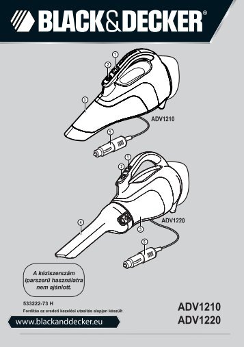 BlackandDecker Aspirapolv Per Auto- Adv1220 - Type H1 - Instruction Manual (Ungheria)