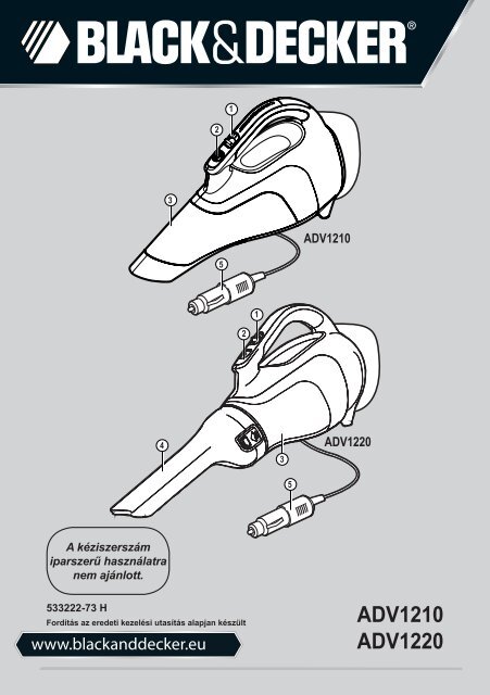 BlackandDecker Aspirapolv Per Auto- Adv1220 - Type H1 - Instruction Manual (Ungheria)