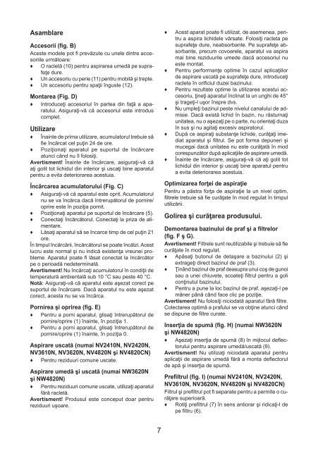 BlackandDecker Aspipolv Bagno/asciu- Nw3620n - Type H1 - Instruction Manual (Romania)
