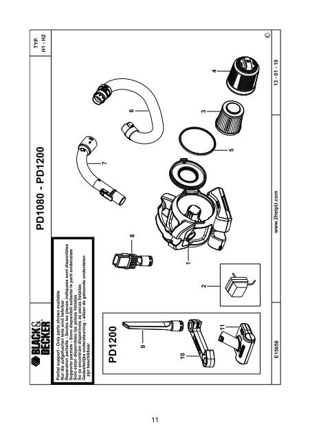 BlackandDecker Aspiratori Ricaricabili Portatili- Pd1200 - Type H1 - Instruction Manual (Ungheria)