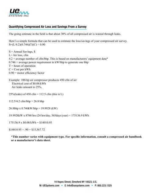 Energy Conservation Guide - UE Systems Inc