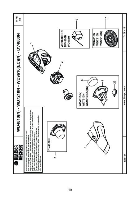 BlackandDecker Aspipolv Bagno/asciu- Wd7210n - Type H1 - Instruction Manual (Slovacco)