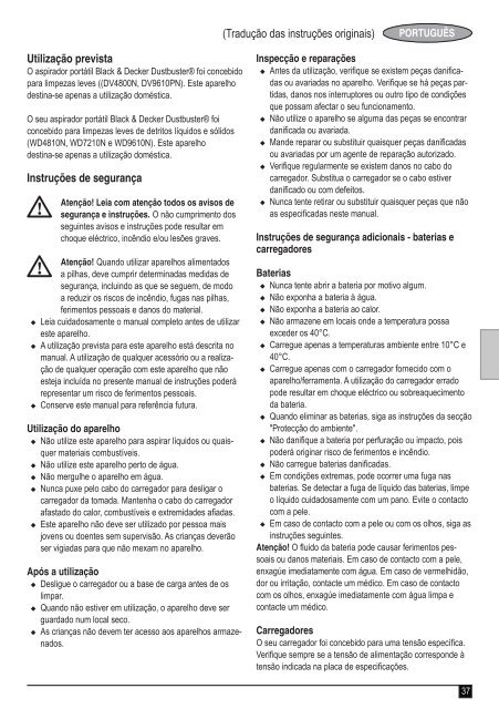 BlackandDecker Aspipolv Bagno/asciu- Wd7210n - Type H1 - Instruction Manual (Europeo)