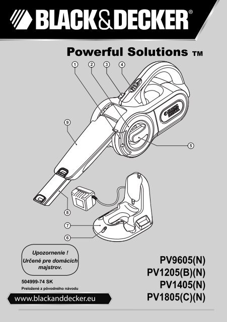 BlackandDecker Aspiratori Ricaricabili Portatili- Pv1805 - Type H1 - Instruction Manual (Slovacco)