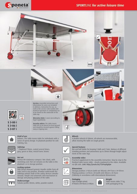 Sponeta - Table Tennis Catalog Export 2016 (english)