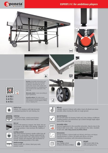 Sponeta - Table Tennis Catalog Export 2016 (english)