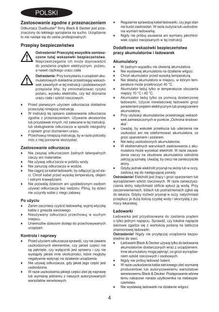 BlackandDecker Aspiratori Ricaricabili Portatili- Dv9610an - Type H1 - Instruction Manual (Polonia)