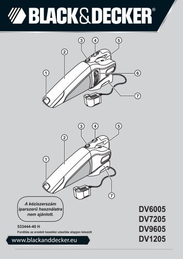 BlackandDecker Aspiratori Ricaricabili Portatili- Dv9605 - Type H1 - Instruction Manual (Ungheria)