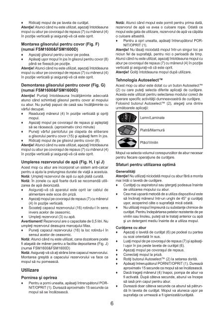 BlackandDecker Lavapavimenti A Vapore- Fsm1600 - Type 1 - 2 - Instruction Manual (Romania)