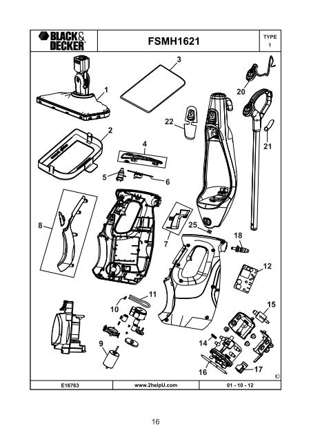 BlackandDecker Lavapavimenti A Vapore- Fsmh1621 - Type 1 - Instruction Manual (Czech)