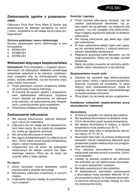 BlackandDecker Aspipolv Bagno/asciu- Wd6015n - Type H2 - Instruction Manual (Polonia)