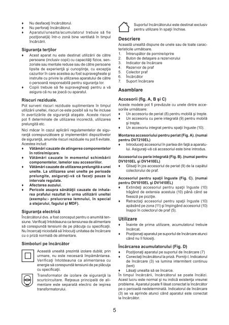 BlackandDecker Aspiratori Ricaricabili Portatili- Dv7210el - Type H1 - Instruction Manual (Romania)