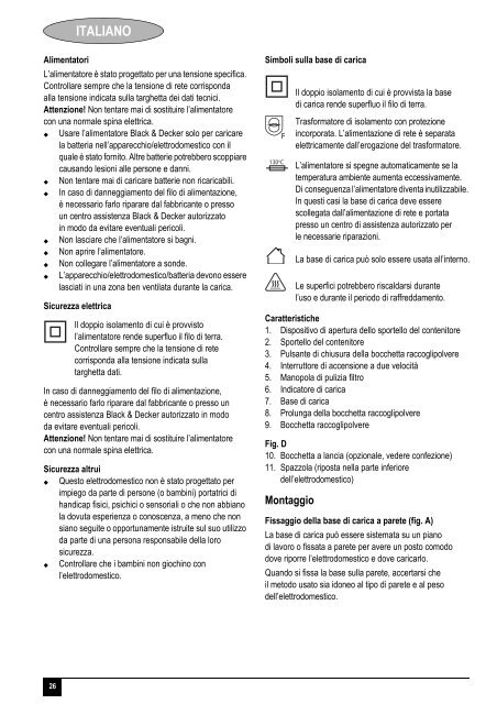 BlackandDecker Aspiratori Ricaricabili Portatili- Pv1805 - Type H2 - Instruction Manual (Europeo)