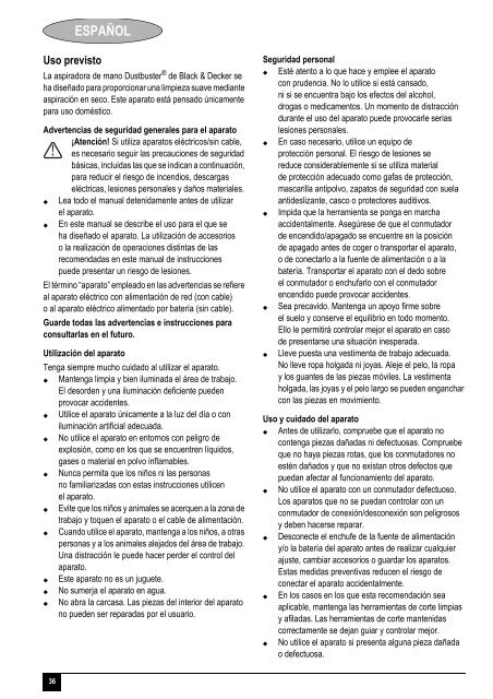 BlackandDecker Aspiratori Ricaricabili Portatili- Pv1805 - Type H2 - Instruction Manual (Europeo)