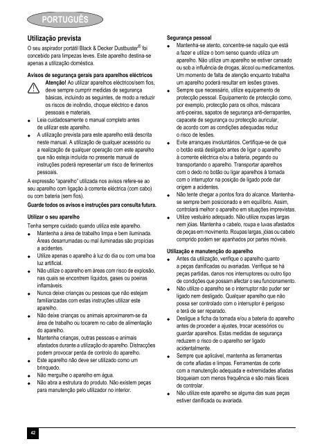 BlackandDecker Aspiratori Ricaricabili Portatili- Pv1805 - Type H2 - Instruction Manual (Europeo)