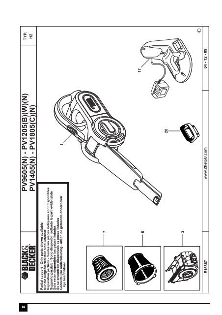BlackandDecker Aspiratori Ricaricabili Portatili- Pv1805 - Type H2 - Instruction Manual (Europeo)