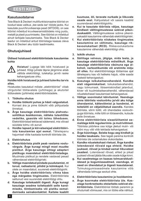 BlackandDecker Multitool- Mt143 - Type H1 - Instruction Manual (Estonia)