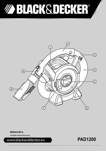BlackandDecker Aspirapolv Per Auto- Pad1200 - Type 1 - Instruction Manual (Israele)