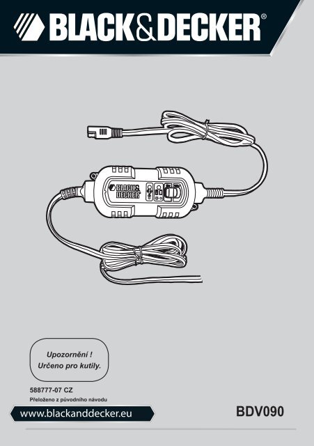 BlackandDecker Battery Booster- Bdv090 - Type 1 - Instruction Manual (Czech)
