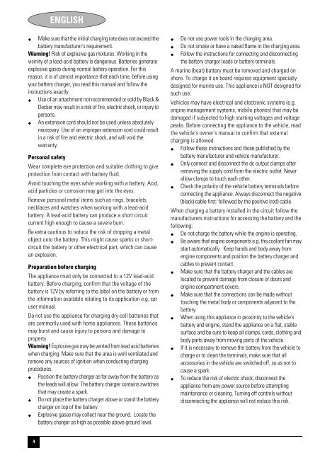 BlackandDecker Battery Booster- Bdv080 - Type 1 - 2 - Instruction Manual (Europeo)