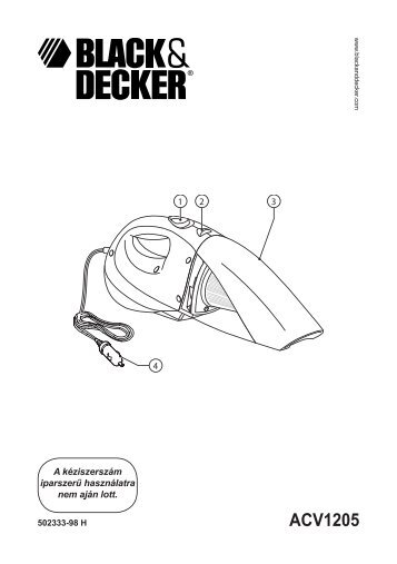 BlackandDecker Aspirapolv Per Auto- Acv1205t - Type 1 - Instruction Manual (Ungheria)