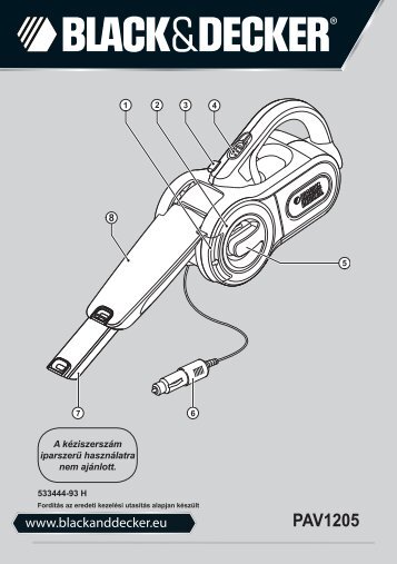 BlackandDecker Aspirapolv Per Auto- Pav1205 - Type 1 - Instruction Manual (Ungheria)