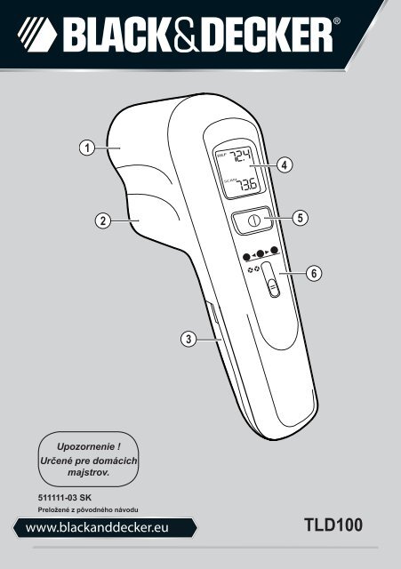 BlackandDecker Thermal Leak Detector- Tld100 - Type 1 - Instruction Manual (Slovacco)