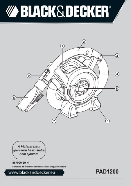 BlackandDecker Aspirapolv Per Auto- Pad1200 - Type 1 - Instruction Manual (Ungheria)