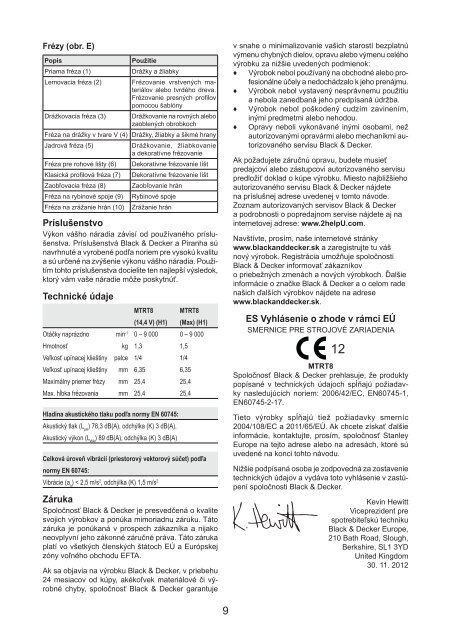 BlackandDecker Toupie- Mtrt8 - Type H1 - Instruction Manual (Slovacco)