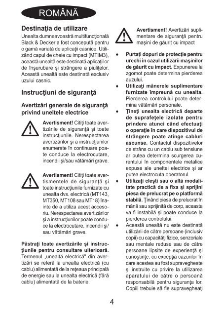 BlackandDecker Avvitatore Ad Impulsi- Mtim3 - Type H1 - Instruction Manual (Romania)